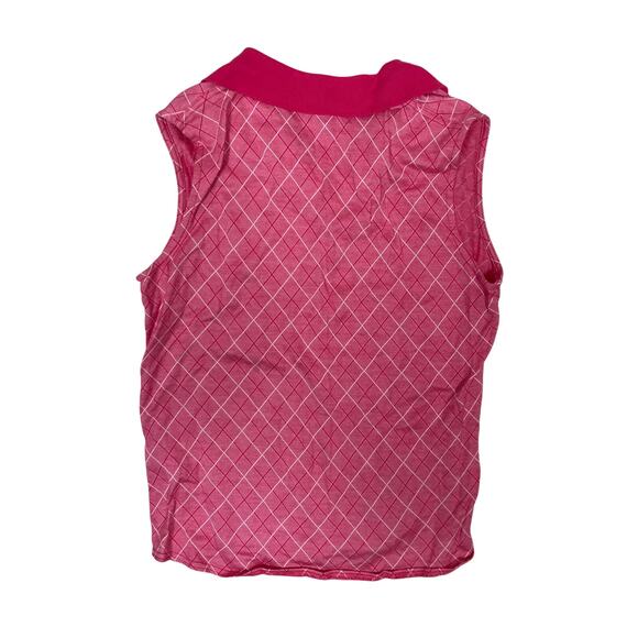 Magnolia Lane Masters Sleeveless Golf Polo Tank Top Pink Plaid Women’s Medium - Picture 3 of 4